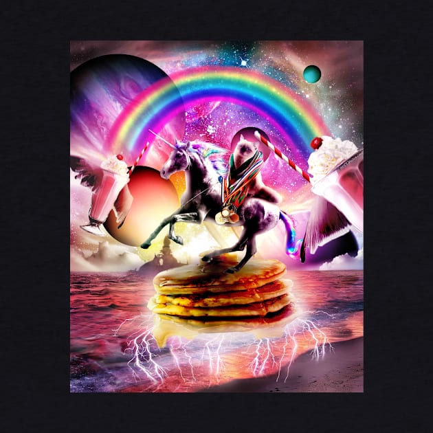 Cat Riding Unicorn With Pancakes And Milkshake by Random Galaxy